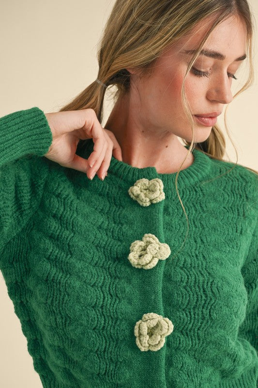 Sweet Rosemary Rosette Sweater Cardigan