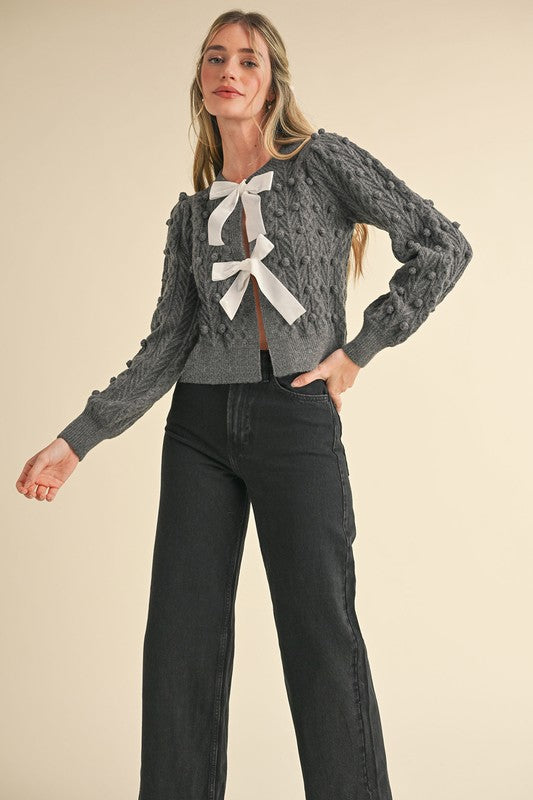 Princess Charcoal Cable Knit Sweater Cardigan