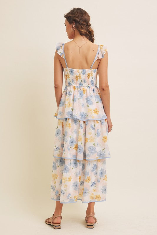 Orchid Garden Bloom Midi Dress
