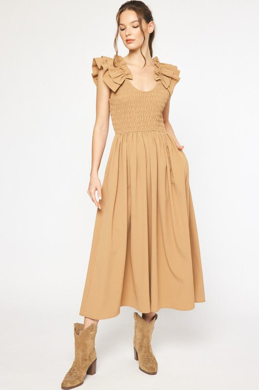 Dreams Come True Camel Midi Dress