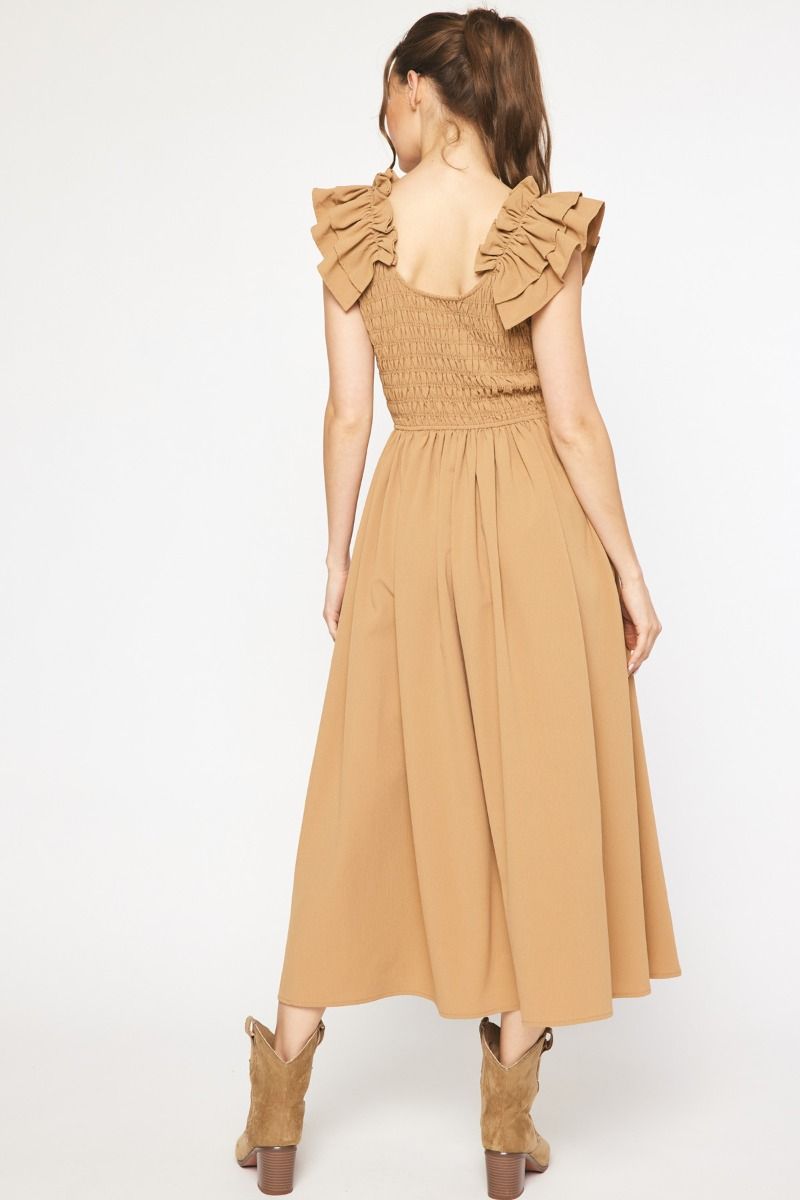 Dreams Come True Camel Midi Dress