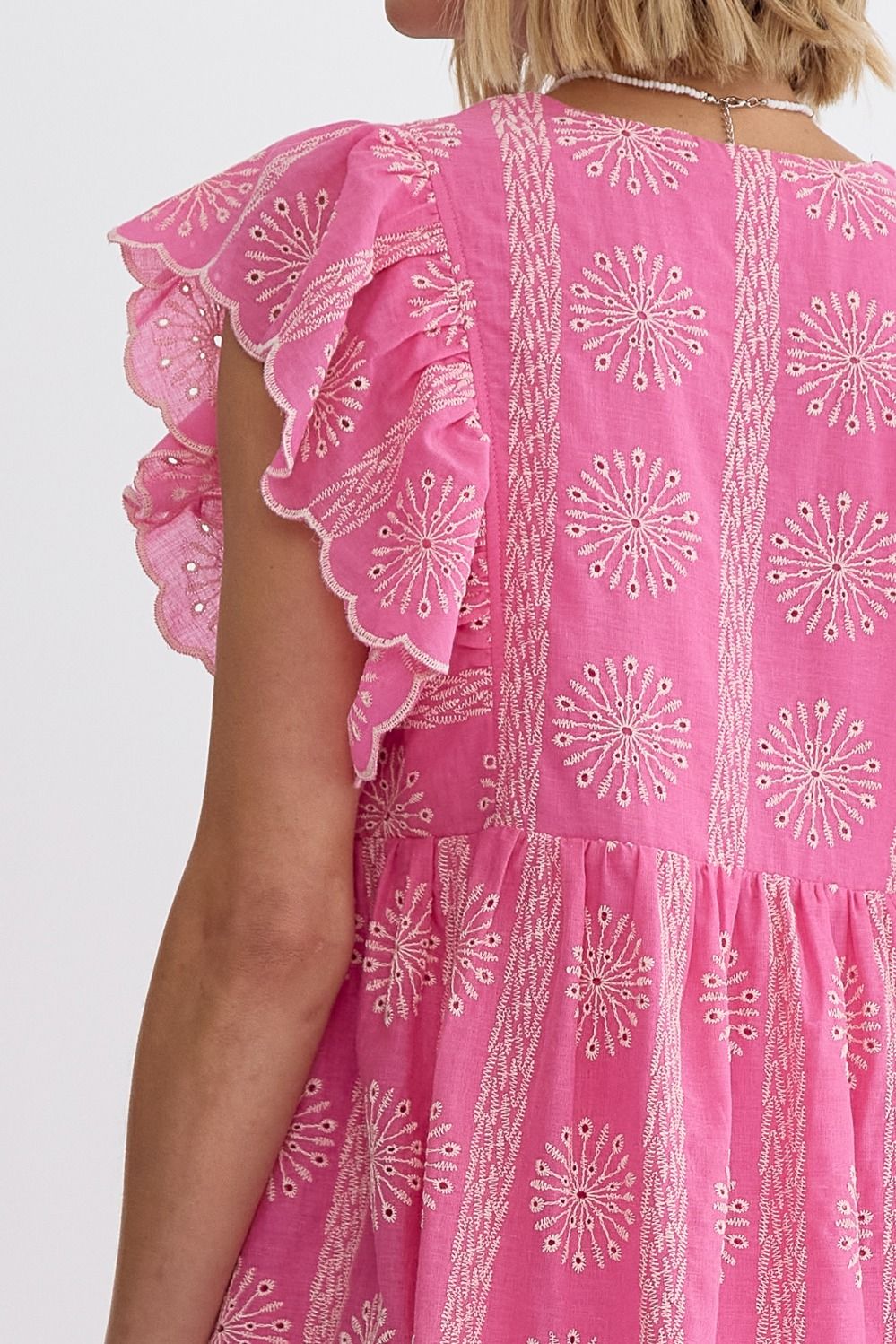 Pretty In Pink Eyelet Sleeveless Mini Dress