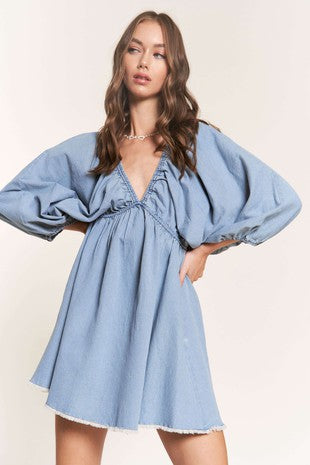 Nice Move Washed Blue Mini Dress