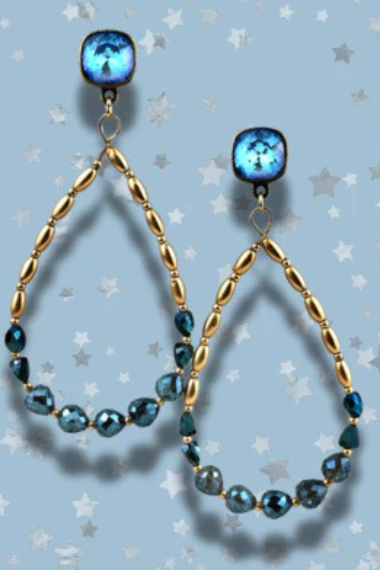 Rice and Faceted Bead Teardrop Earrings