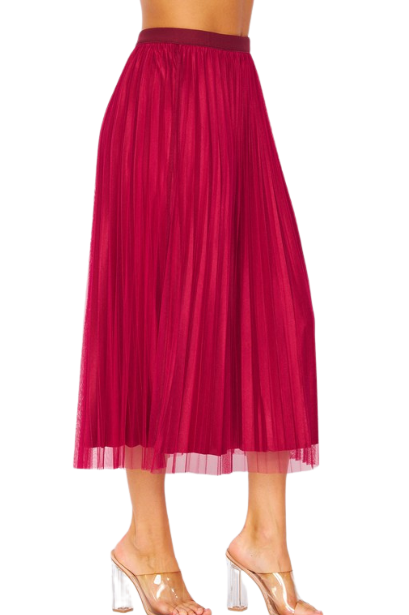 Raspberry Jam Love Tulle Double Layered Pleated Skirt