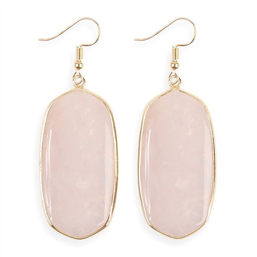 Pink Cotton Candy Oval Stone Earrings