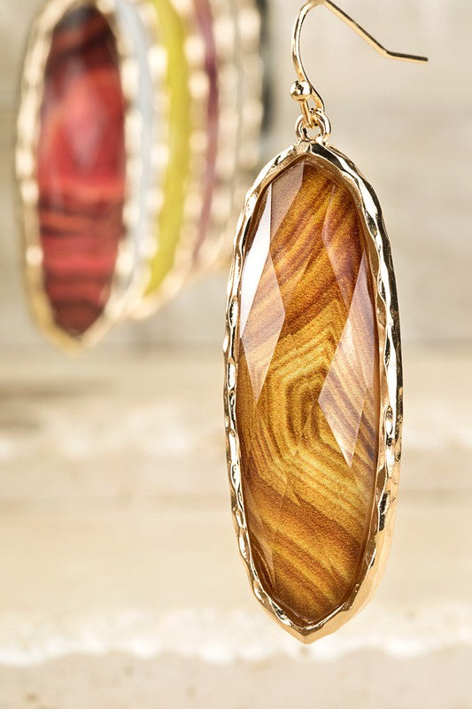 Brown Cotton Candy Oval Earrings