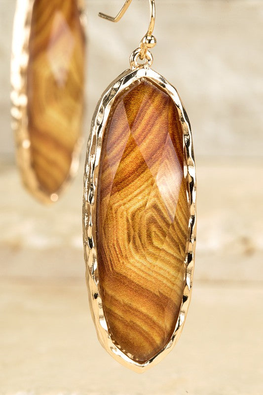 Brown Cotton Candy Oval Earrings