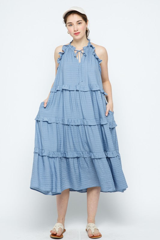 Waving Blue Seas Maxi Dress