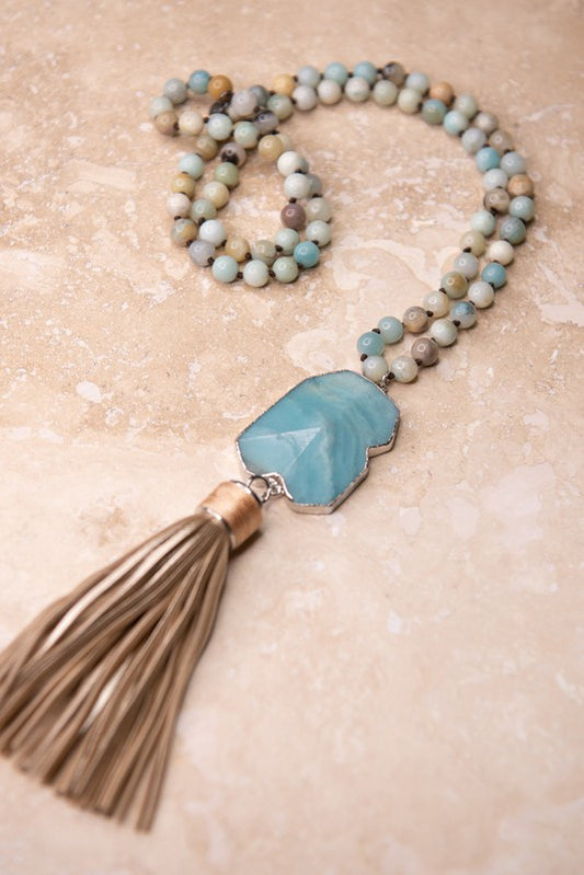 Rocky Ice Natural Stone Beaded Necklace