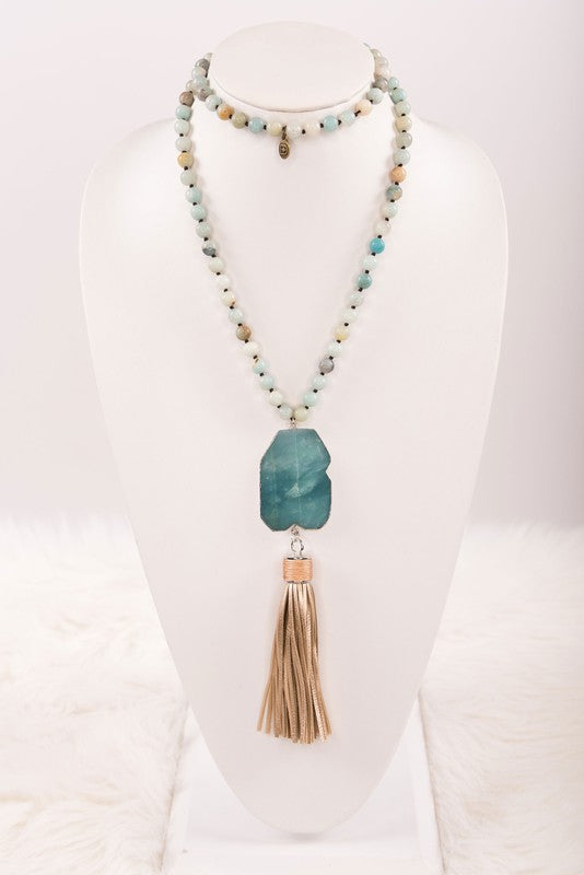 Rocky Ice Natural Stone Beaded Necklace