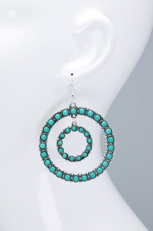 Blue Candies On A Ring Double Loop Earrings