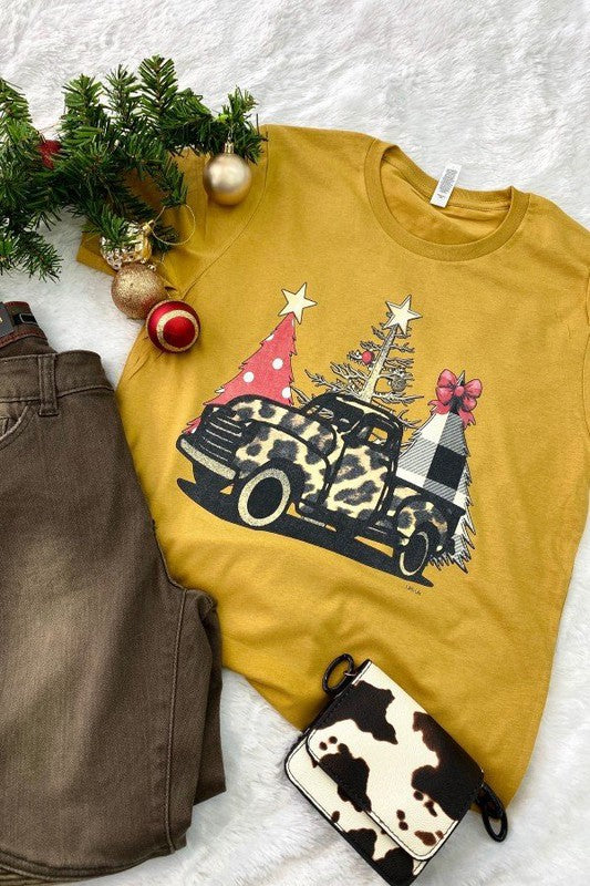 Christmas Leopard Truck Tee