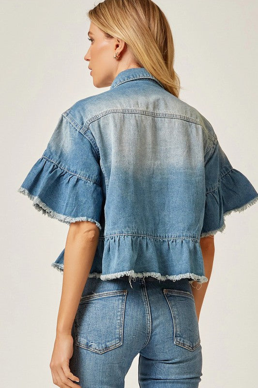I Belong To You Chic Cropped Denim Jacket