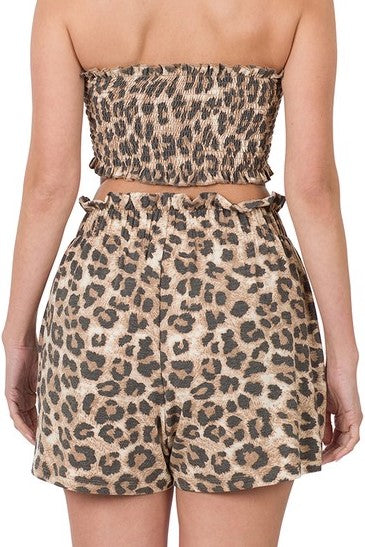 Wild & Fierce Leopard Tube Top & Shorts Set