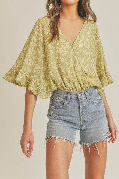 Hazy Green Forest Bodysuit Top
