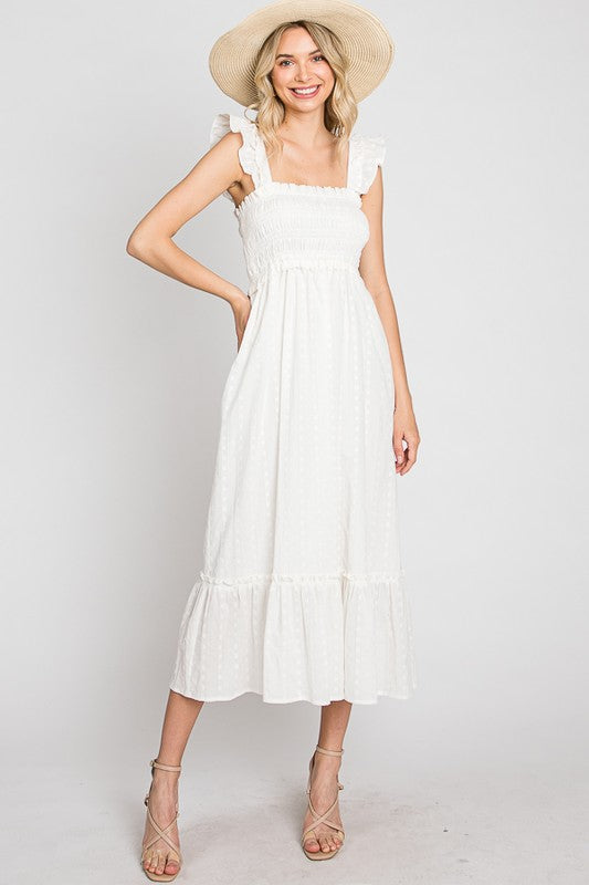 When Summer Calls Jacquard Smocked Dress