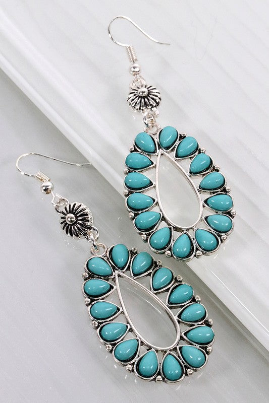 Blue Sky Turquoise Bohemian Oval Earrings