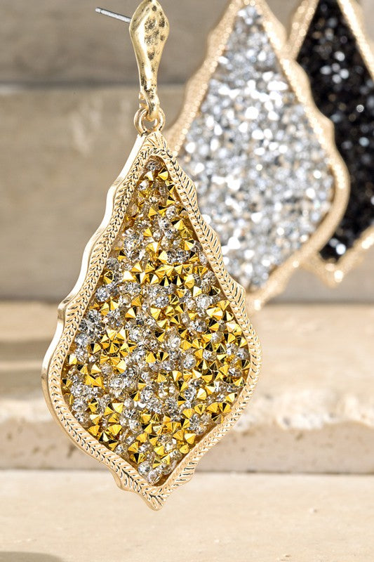 Rhinestone Glitter Teardrop Earrings