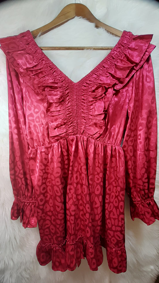 Flaming Red Heart Ruffled Dress