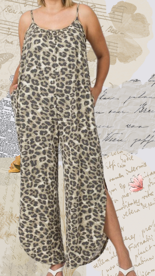 Wild Like A Leopard Plus Jumpsuit