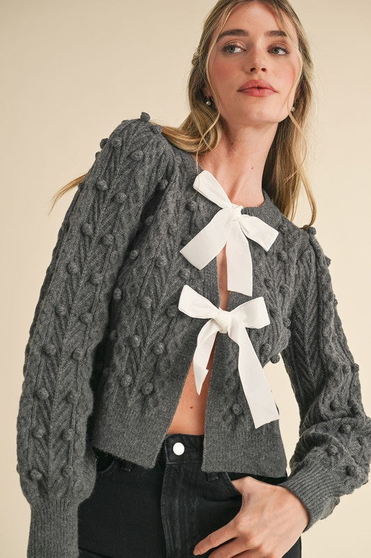 Princess Charcoal Cable Knit Sweater Cardigan