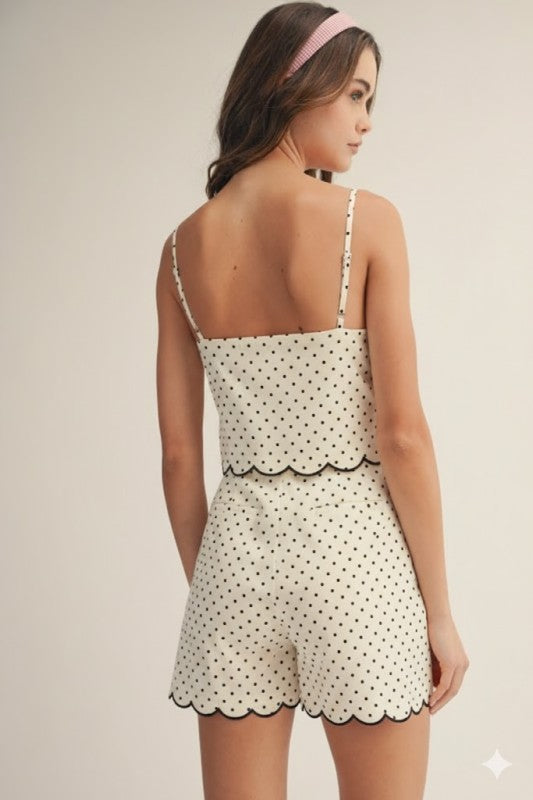 Droplets of Love Polka Dot Scalloped Romper