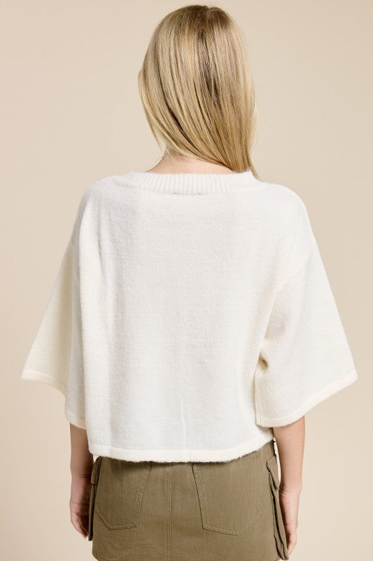 Just For Me Button Front Short Sleeve Cardigan