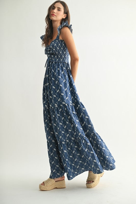 When Daisies Meet Embroidered Maxi Dress