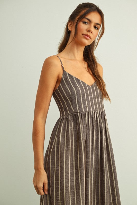 Clay and Cream Reverie Striped Maxi Dress