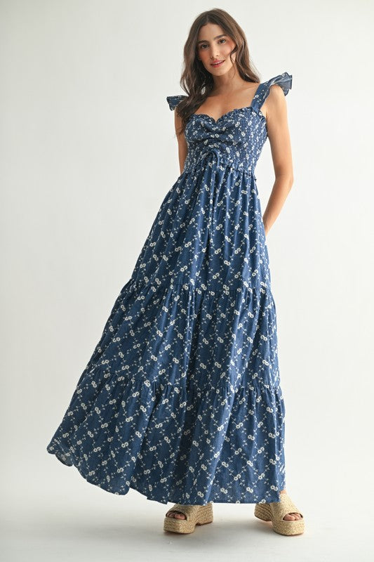 When Daisies Meet Embroidered Maxi Dress