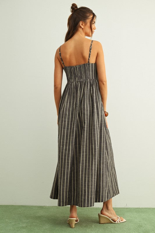 Clay and Cream Reverie Striped Maxi Dress