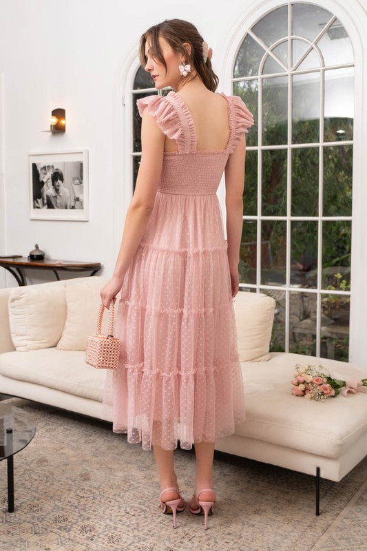 Pink Marvel Love Mesh Midi Dress