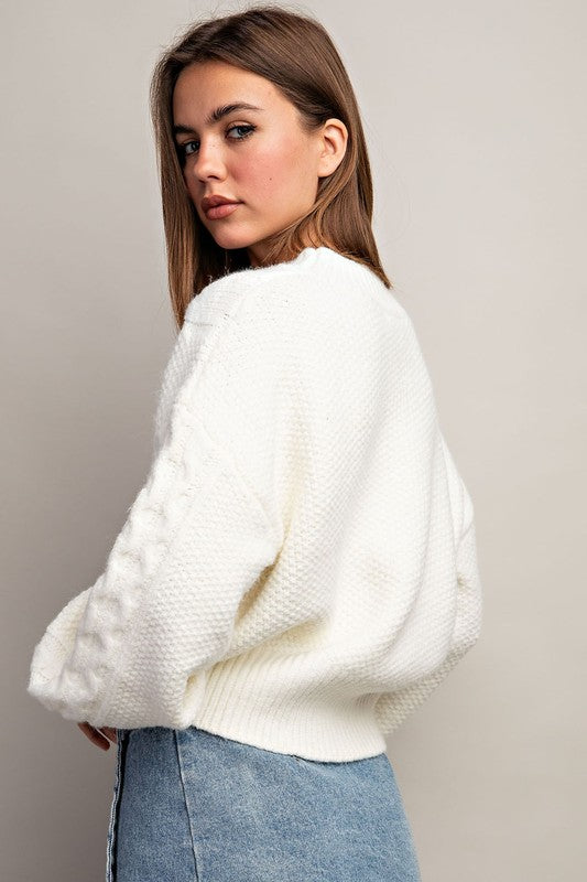 Snow Love Crochet Round Neck Knit Top