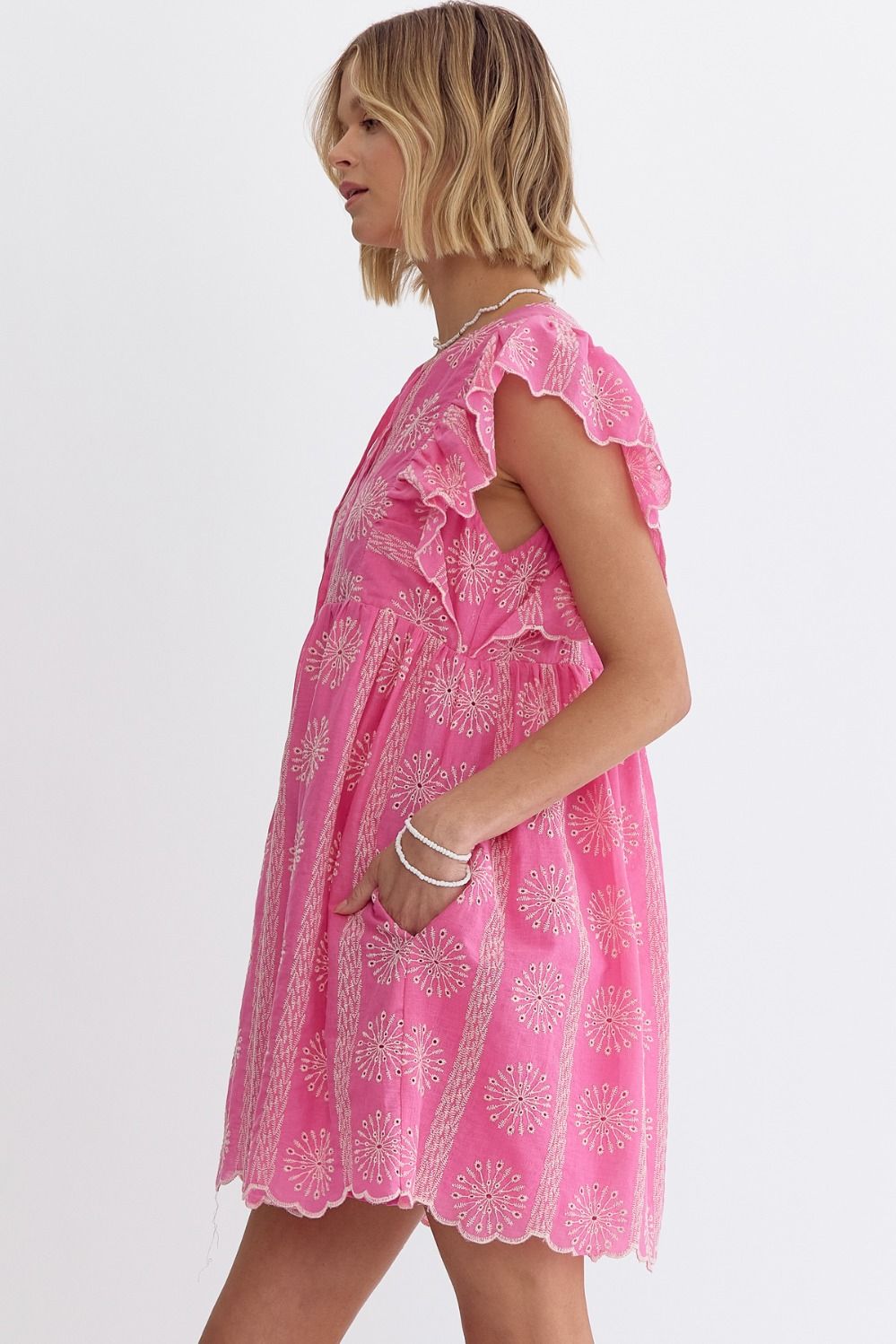 Pretty In Pink Eyelet Sleeveless Mini Dress