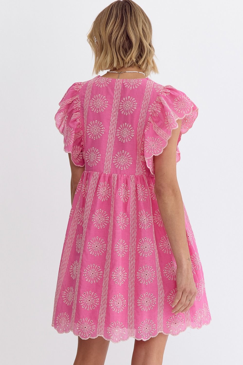 Pretty In Pink Eyelet Sleeveless Mini Dress