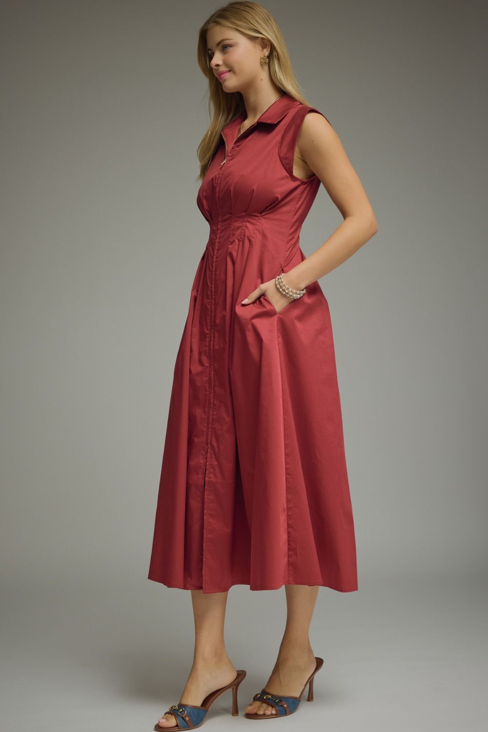 Apple Spice Sleeveless Midi Dress