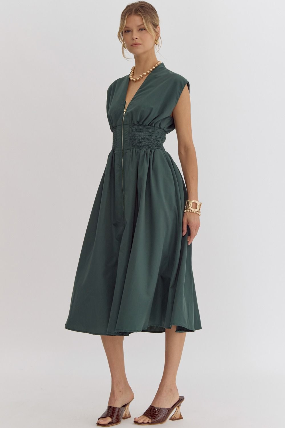Make Way For Me Hunter Green Midi Dress