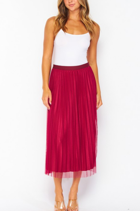 Raspberry Jam Love Tulle Double Layered Pleated Skirt