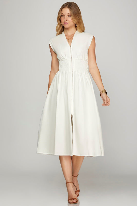 Make Way For Me Off White Midi Dress