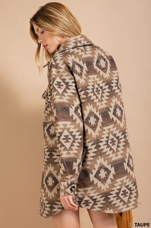 Aztec Print Pocket Coat