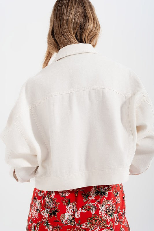 Glistening Fringy Icicles White Denim Jacket