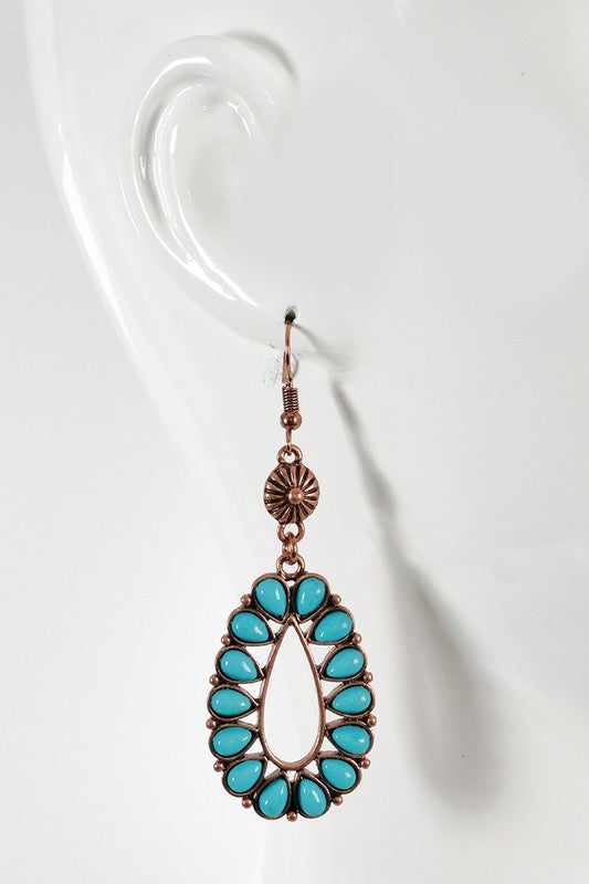 Blue Sky Turquoise Bohemian Oval Earrings