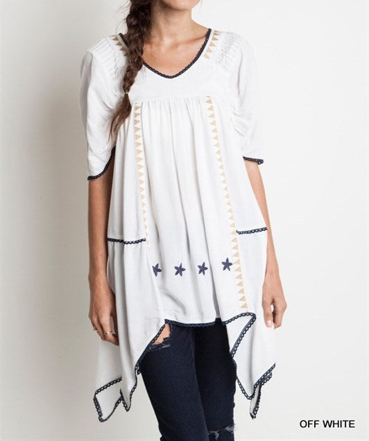 Happy Blue Stars Tunic Top