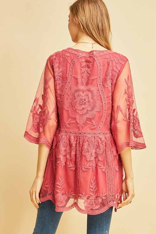 Smiley Floral Lace Top