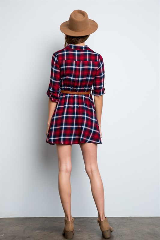 Satisfying Red Plaid Dress