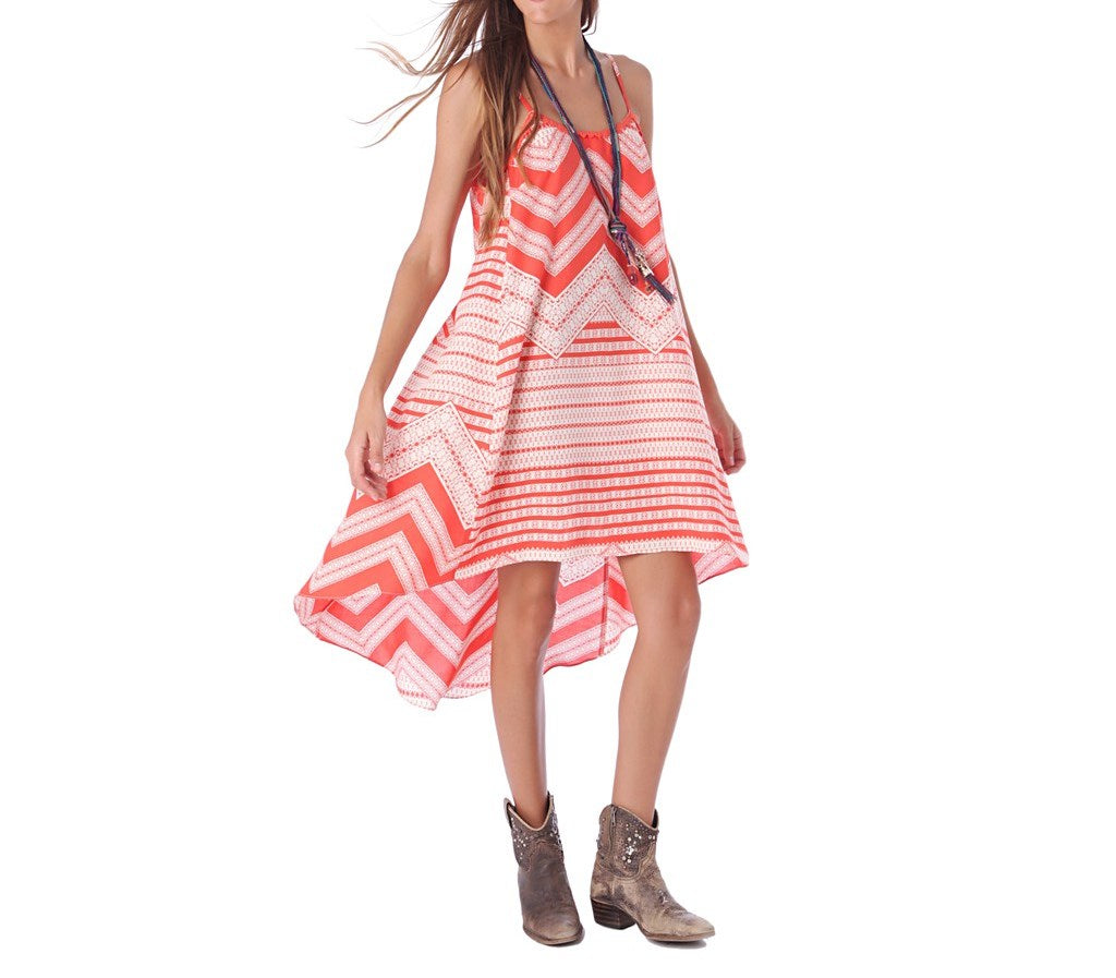Zig Zag Road Asymmetric Midi Dress